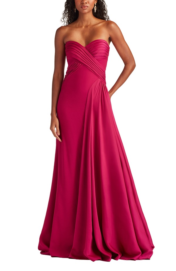 タダシショージ レディース トップス 衣装 縮緬 ストラップレス Tadashi Shoji Strapless Pleat Crepe Gownew Fuchsia フューシャ