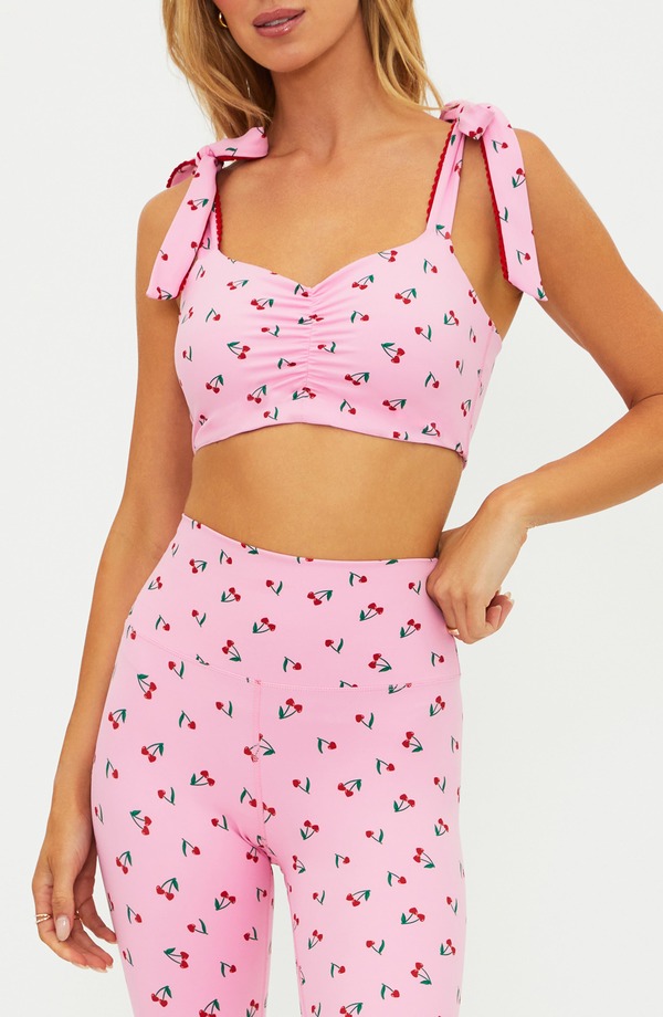 ビーチライオット レディース アンダー御召しもの ブラ グラフィック Beach Riot Amelia Cherry Graphic Tie Strap Bra Top Mon Cheri