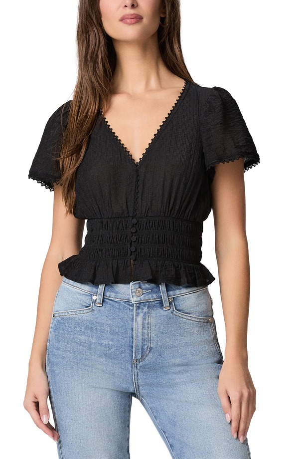 ページ レディース トップス プルオーバー Vのど首 PAIGE Rive V-Neck Top Black 黒いこと