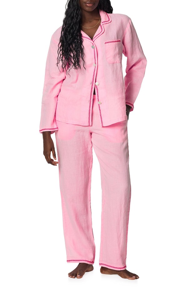 ベッドヘッドパジャマ レディース アンダー御召しもの ナイト爵御召しもの リネン BedHead Pajamas Linen Pajamas Pink Lady さくら色