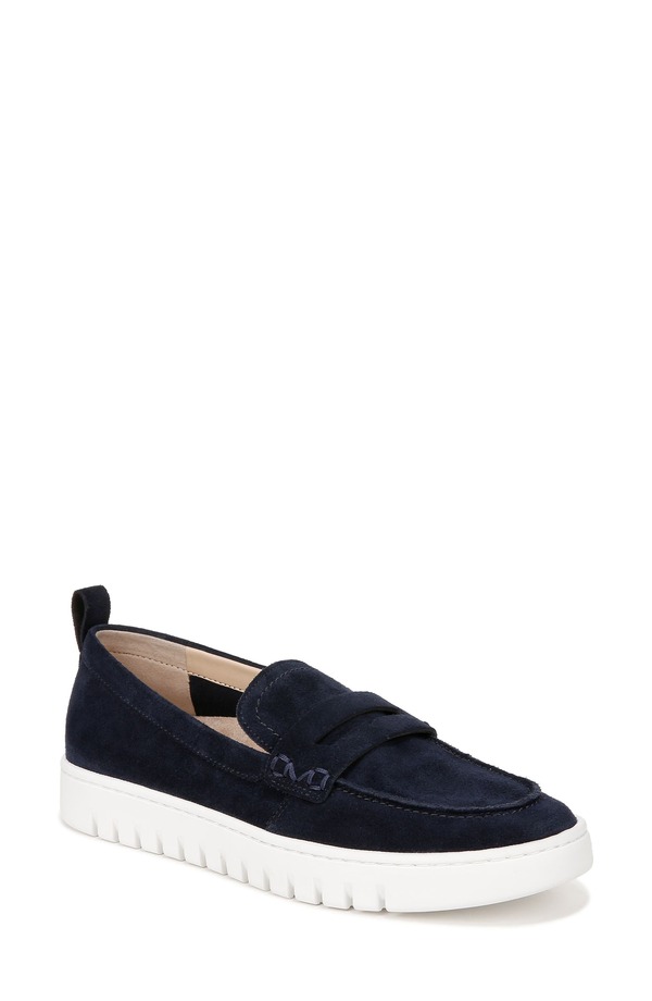 バイオニック レディース シューズ スリッポン・ローファー Vionic Uptown Hybrid Penny Loafer Navy/White Suede 白いこと