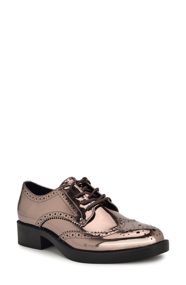 ナインウェスト レディース シューズ オックスフォード 山高帽子 ブローグ Nine Westudey Brogue Derby Pewter ピューター