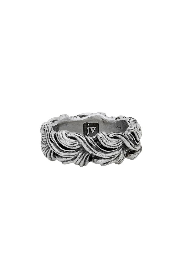 ジョンバルベイトス メンズ 佩び物 指環 John Varvatos Carved Band Ring Silver しろがね色