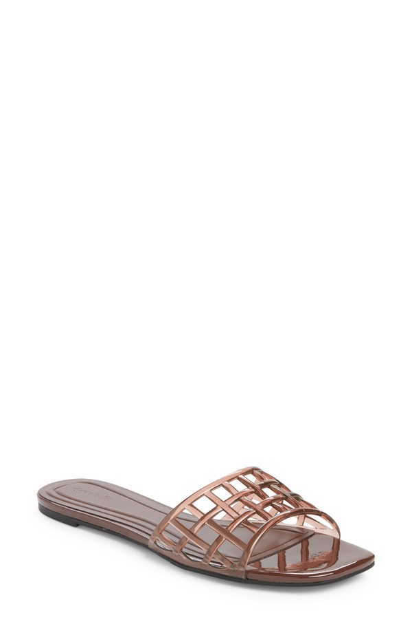 オープンエディット レディース シューズ サンダル Open Edit Solis Jelly Slide Sandal Brown Chocolate 赤銅色