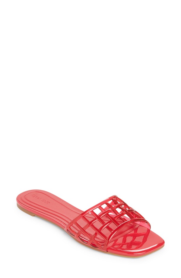 オープンエディット レディース シューズ サンダル Open Edit Solis Jelly Slide Sandal Red Tomato 赤いこと