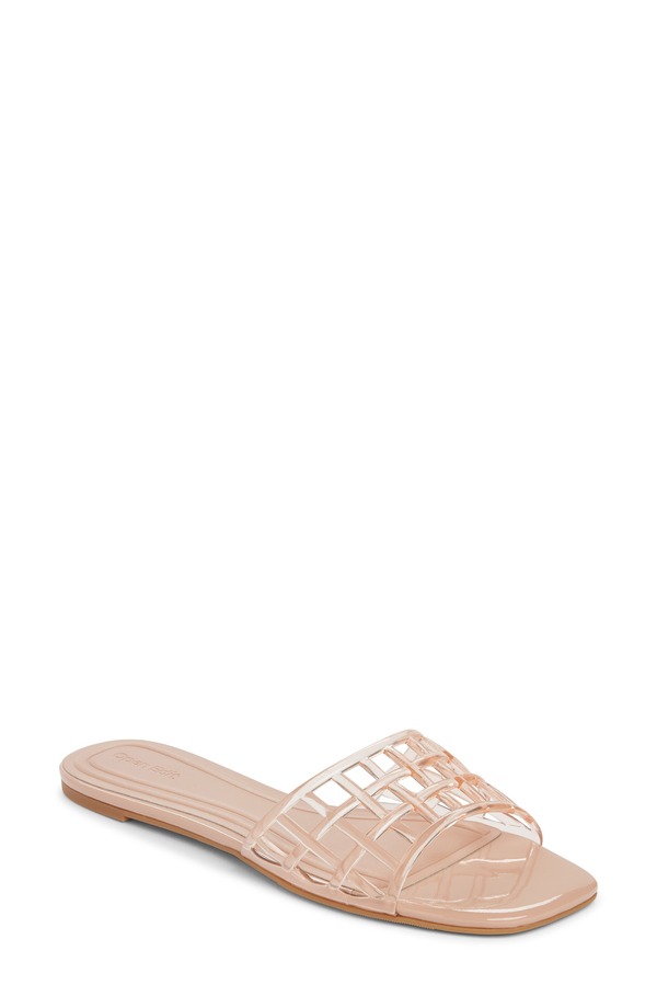 オープンエディット レディース シューズ サンダル Open Edit Solis Jelly Slide Sandal Tan Blush 毛はらい