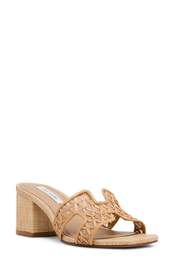 スティーブ マデン レディース シューズ 踵 サンダル Steve Madden Hydie Block Heel Sandal Natural Raffia