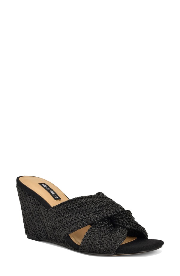 ナインウェスト レディース シューズ ヒール サンダル Nine West Nejia Wedge Sandal Black ブラック|ReVida 店