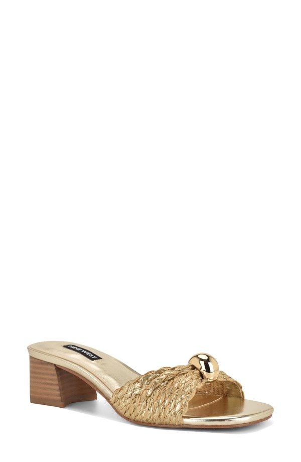 ナインウェスト レディース シューズ 踵 サンダル Nine West Gerry Block Heel Sandal Gold ゴールド