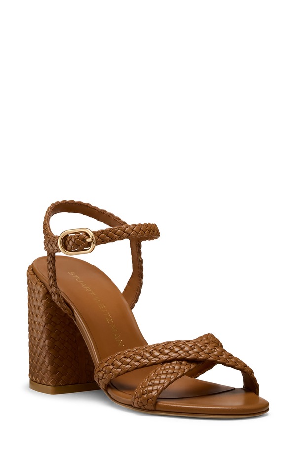 スチュアート ワイツマン レディース シューズ 踵 サンダル アンクル Stuart Weitzman Alyssankle Strap Woven Sandal Boho Tan タン