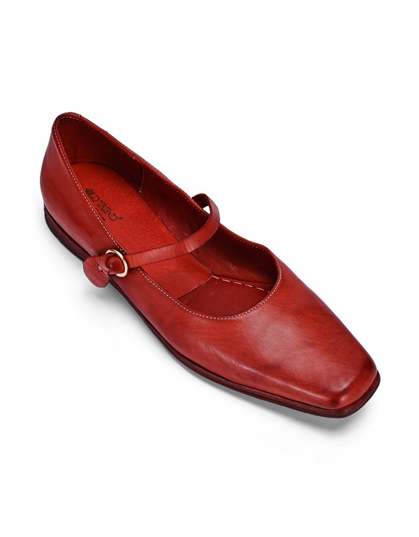 年寄りの流行り レディース シューズ パンプス ヴィンテージ なめし革 OLD TREND Classic Genuine Leather Polished Vintage Mary Jane Flat Brick
