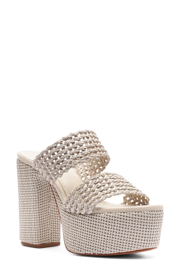 シュッツ レディース シューズ 踵 プラットホーム サンダル Schutz Aberdeen Platform Slide Sandal Sugar White 白いこと
