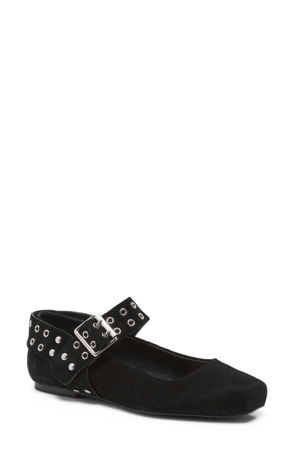 フリーピープル レディース シューズ パンプス Free People Maggie Mary Jane Flat Black Suede ブラック｜ReVida 店