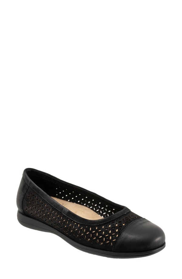 トロッターズ レディース シューズ スリッポン・ローファー 旗がしら Trotters Delmara Cap Toe Slip-On Shoe Black Nubuck 黒いこと
