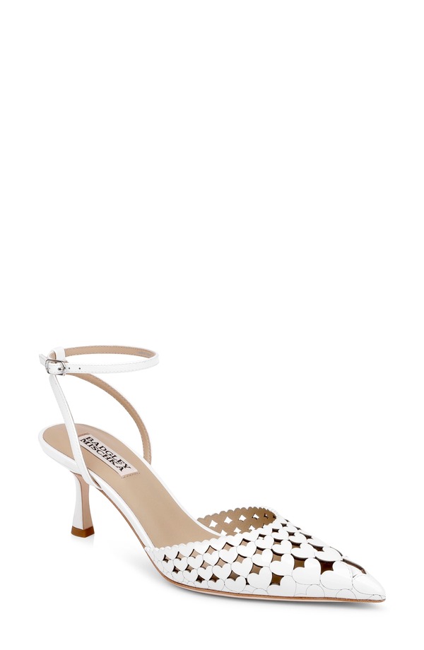 バッジェリーミシュカ レディース シューズ 踵 アンクル BADGLEY MISCHKA Omeliankle Strapump White Patent 白いこと