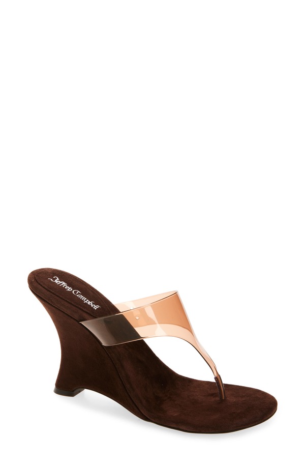 ジェフリー キャンベル レディース シューズ サンダル Jeffrey Campbell Persistent Wedge Slide Sandal Brown Suede Combo ブラウン｜ReVida 店