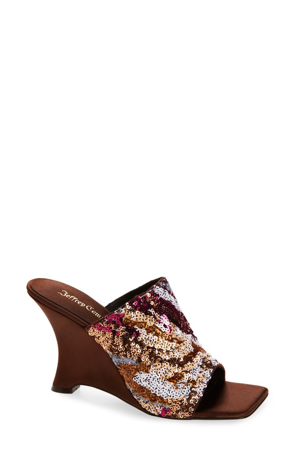 ジェフリー キャンベル レディース シューズ 踵 サンダル Jeffrey Campbell Aura Wedge Slide Sandal Brown Satin Combo 赤銅色