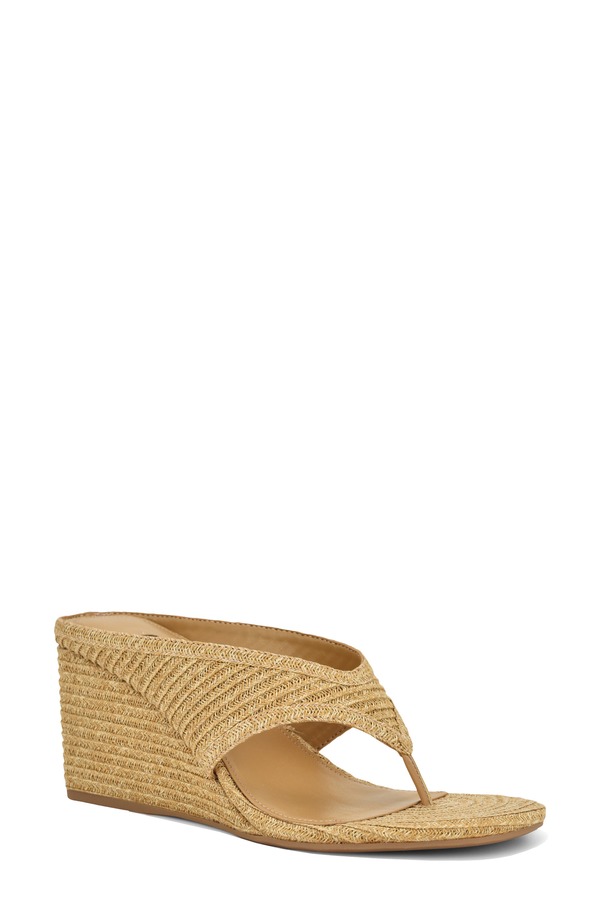 ナインウェスト レディース シューズ 踵 Nine West Jadde Wedge Flip Flop Medium Natural