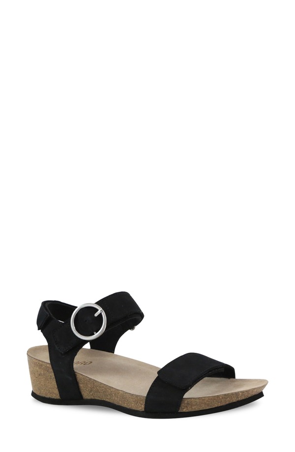 ムンロー レディース シューズ 踵 サンダル Munro Sintra Wedge Sandal Black Nubuck 黒いこと
