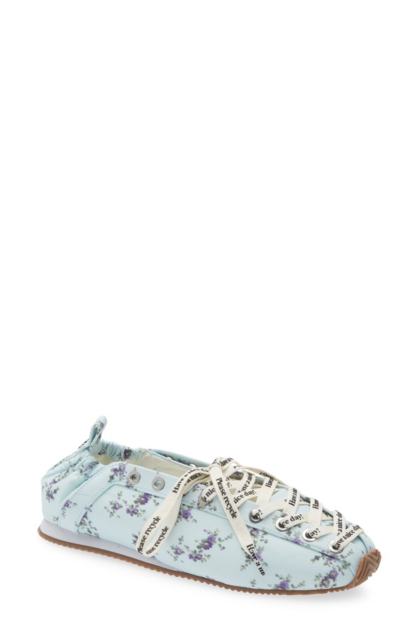 ガニー レディース シューズ パンプス スピード競技 Ganni Sporty Lace-Up Ballerina Flat Iced Aqua アクア