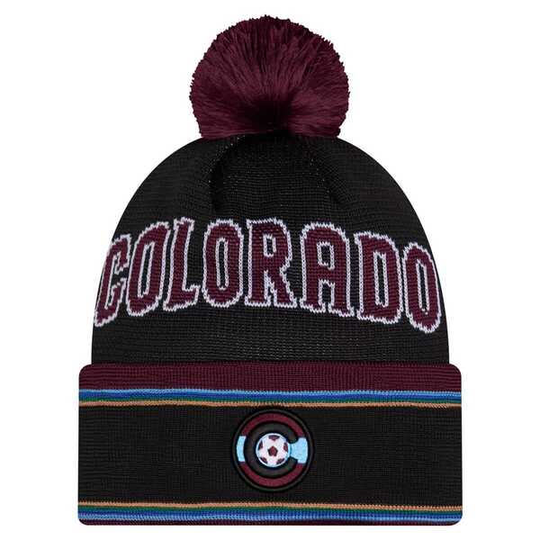 ニューエラ メンズ アクセサリー 帽子 ニット ジャージー Men's New Era Black Colorado Rapids 2026 Jersey Hook Cuffed Pom Knit Hat Black ブラック｜ReVida 店