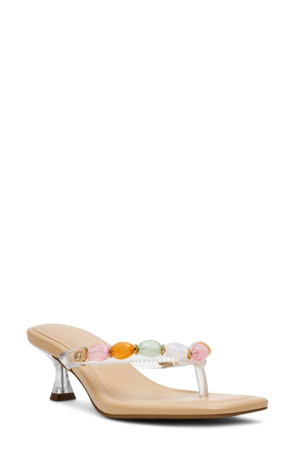 アンクライン レディース シューズ 踵 サンダル Anne Klein Gwenn Stonembellished Thong Sandal Nude Vinyl 石ころ