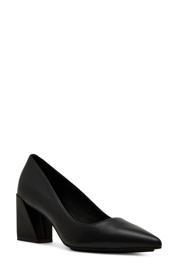 アンクライン レディース シューズ 踵 Anne Klein Relena Pointed Toe Pump Black Leather 黒いこと