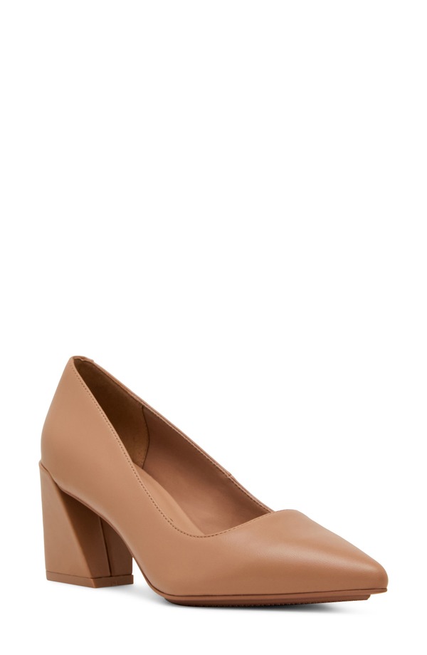 アンクライン レディース シューズ 踵 Anne Klein Relena Pointed Toe Pump Nude Leather