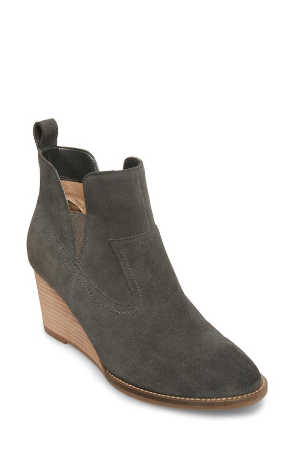 金髪 レディース シューズ ブーツ・レインブーツ Blondo Irving Waterproof Wedge Bootie Dark Grey Suede 薄墨色