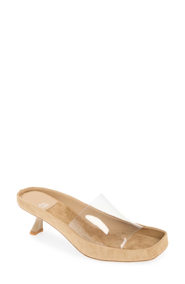 ジェフリー キャンベル レディース シューズ 踵 サンダル Jeffrey Campbell Muon Kitten Heel Sandal Beige Suede Clear ベージュ