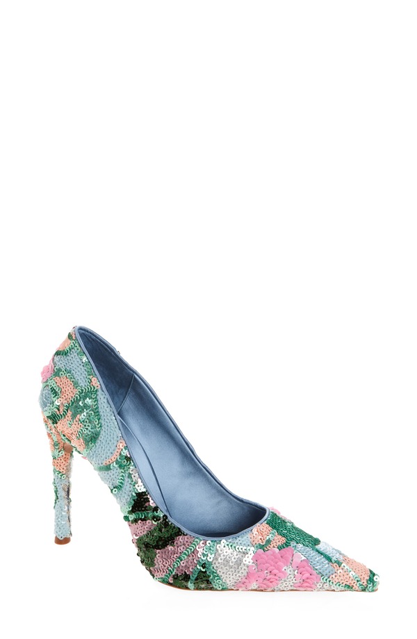 ジェフリー キャンベル レディース シューズ 踵 スパンコール Jeffrey Campbell Good Sequin Pointed Toe Pump Teal Satin Combo ティール