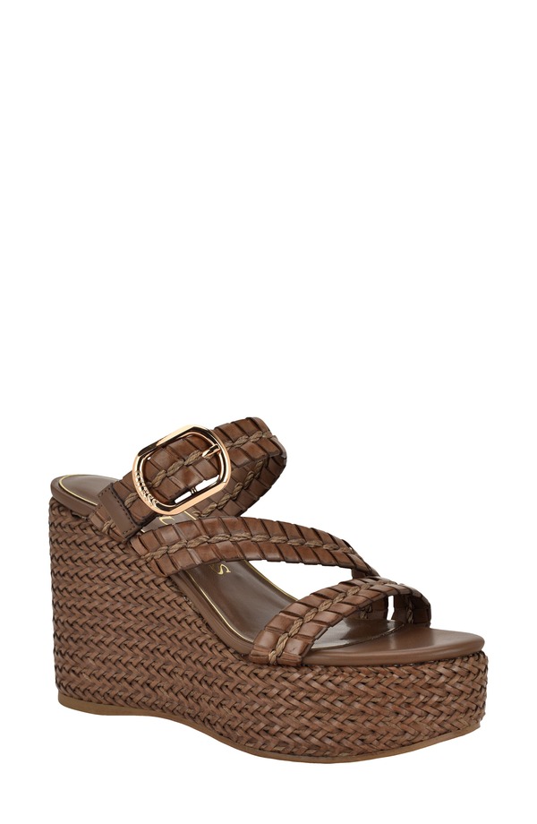 ゲス レディース シューズ 踵 プラットホーム サンダル GUESS Evana Platform Wedge Sandal Dark Brown 200 赤銅色