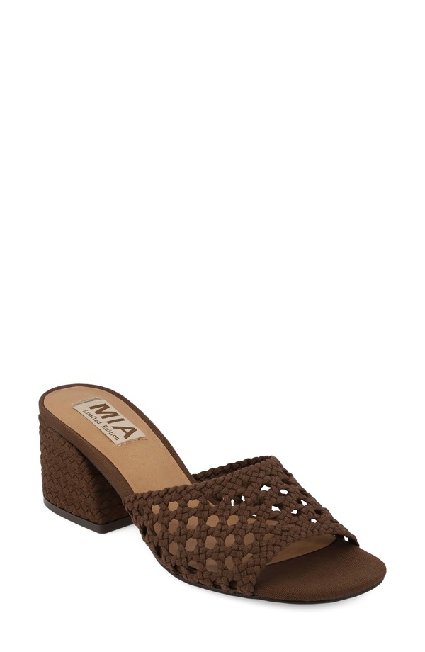 ミアリミテッドエディション レディース シューズ 踵 サンダル MIA Limitedition Sahar Slide Sandal Brown Wove 赤銅色