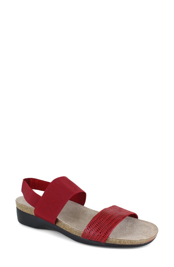 ムンロー レディース シューズ 踵 サンダル Munro Piscesandal Red Print Leather 赤いこと