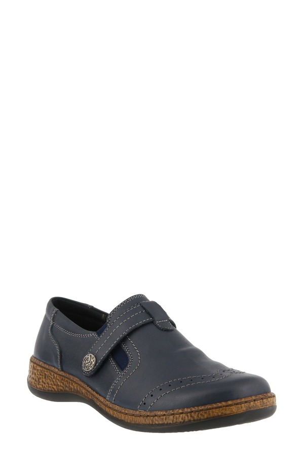 三春足つき レディース シューズ スリッポン・ローファー Spring Step Smolqua Loafer Navy Leather 米国海軍