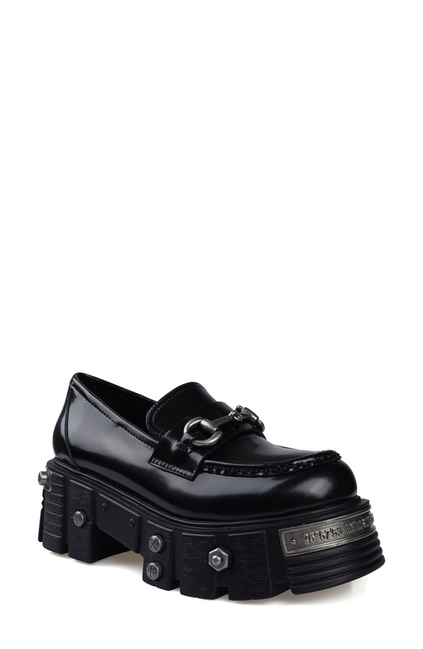 ジジ レディース シューズ スリッポン・ローファー ZIGI Antina Lug Sole Loafer Black Leather 黒いこと