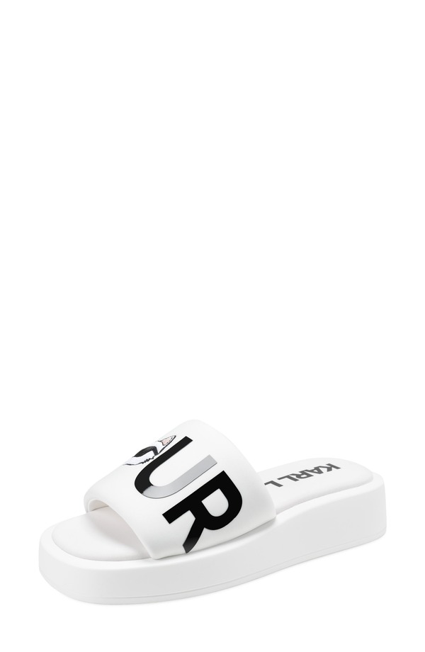 長い巻き毛 ラガーフェルド レディース シューズ サンダル プラットホーム KARLAGERFELD PARIS Opal Bonjour Platform Slide Sandal Bright White 白いこと