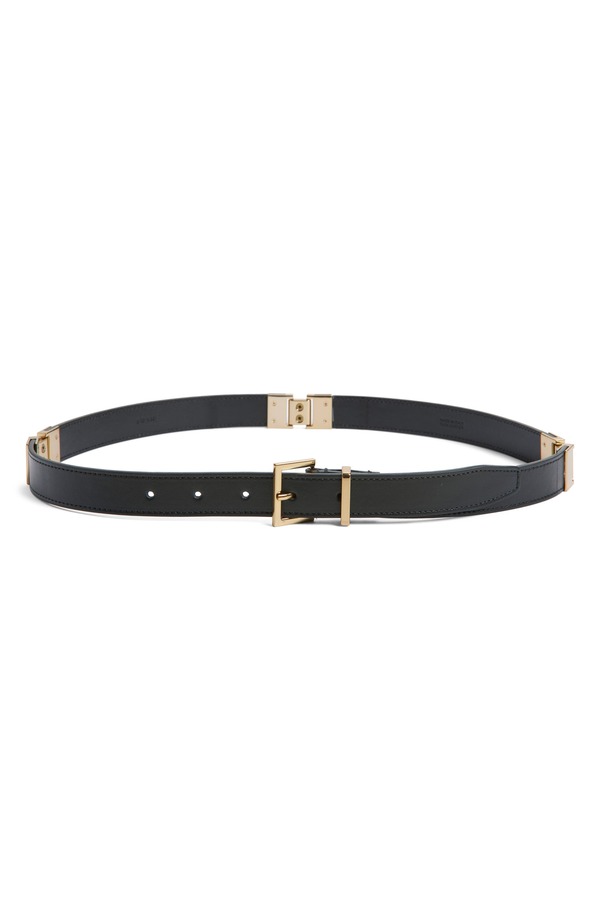 ひな形 レディース 付属物 三尺帯 なめし革 FRAME The Linking Leather Belt Black 黒いこと