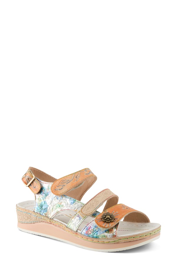 発条足取り レディース シューズ 踵 サンダル L\u0027Artiste by Spring Step Sumacah Quarter Strap Sandal Beige Multi ベージュ