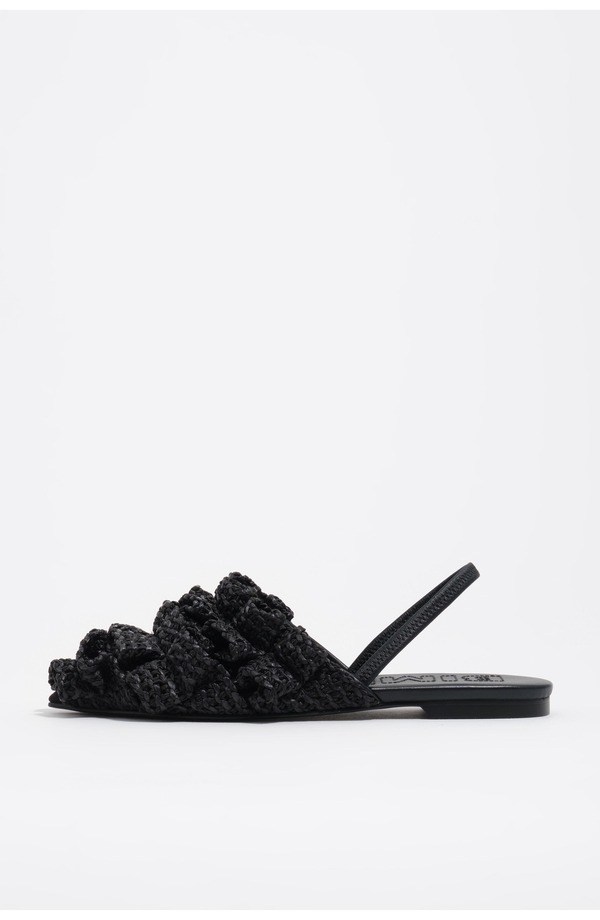 ビンバイローラ レディース シューズ パンプス Bimba y Lola Raffia Slingback Ballerina Flats Black 黒いこと