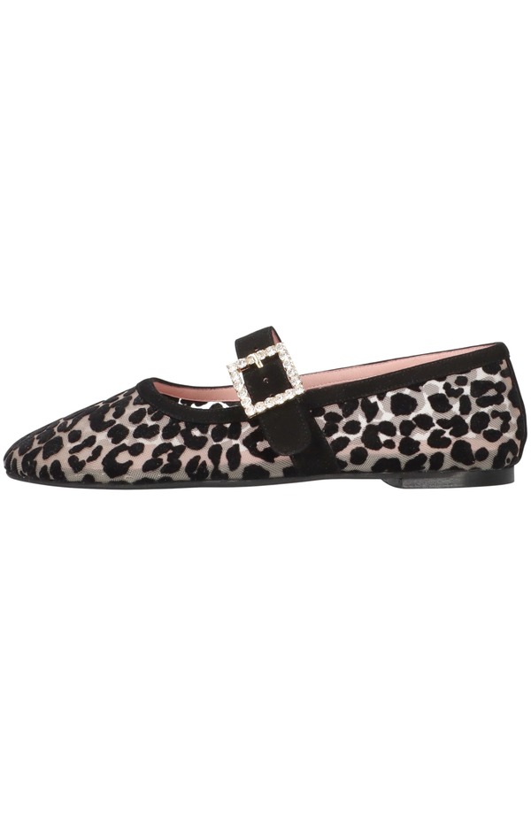 プリティ・バレリーナ レディース シューズ パンプス メッシュ Pretty Ballerinas Leopard Mesh Crystal Buckle Ballet Flat Khaki カーキ