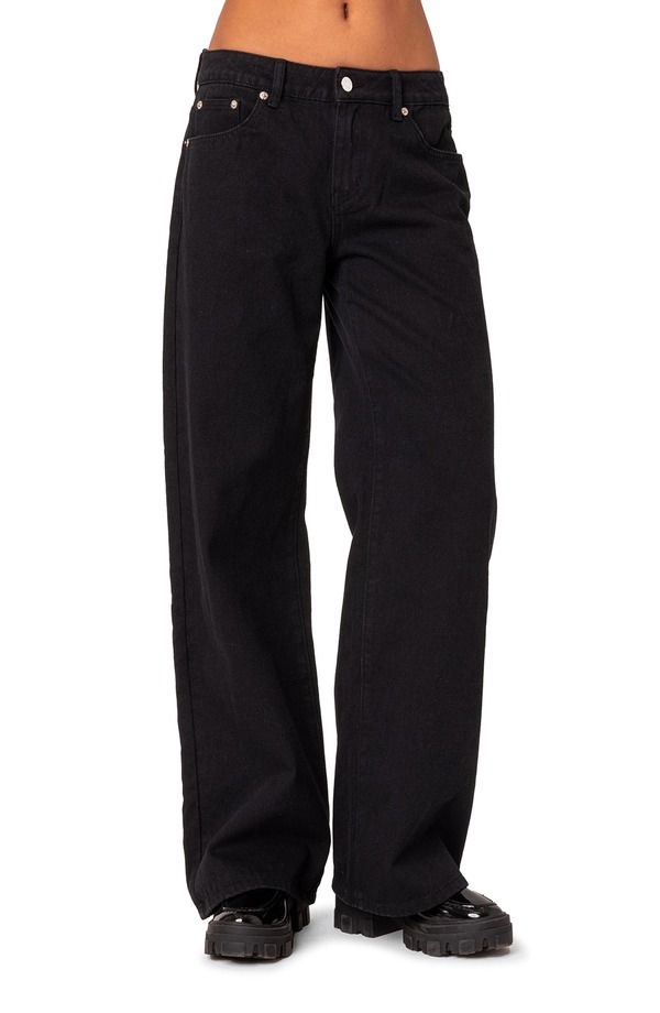 アディクテッド レディース ボトムス デニムパンツ ワイドレッグ ジーンズ EDIKTEDaytime Wide Leg Jeans Black ブラック|ReVida 店