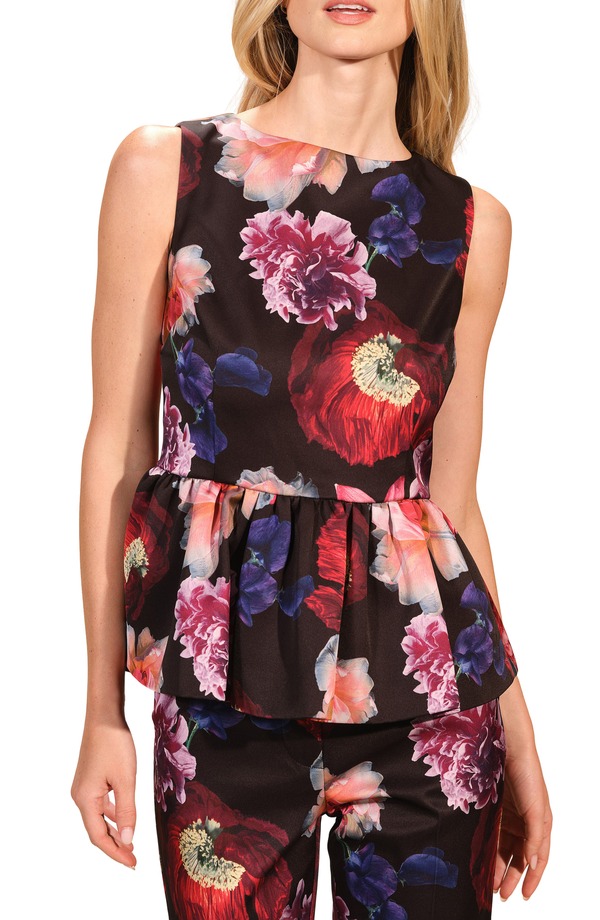 アイザック・ミズラヒ レディース トップス シャツ サテン Isaac Mizrahi New York Satin Peplum Top Fleur Nocturne|ReVida 店
