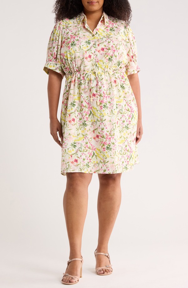 ヴィンスカムート レディース トップス 衣装 御花柄 プルオーバー 御花 Vince Camuto Floral Short Sleeve Shirtdress Raspberry Sorbet