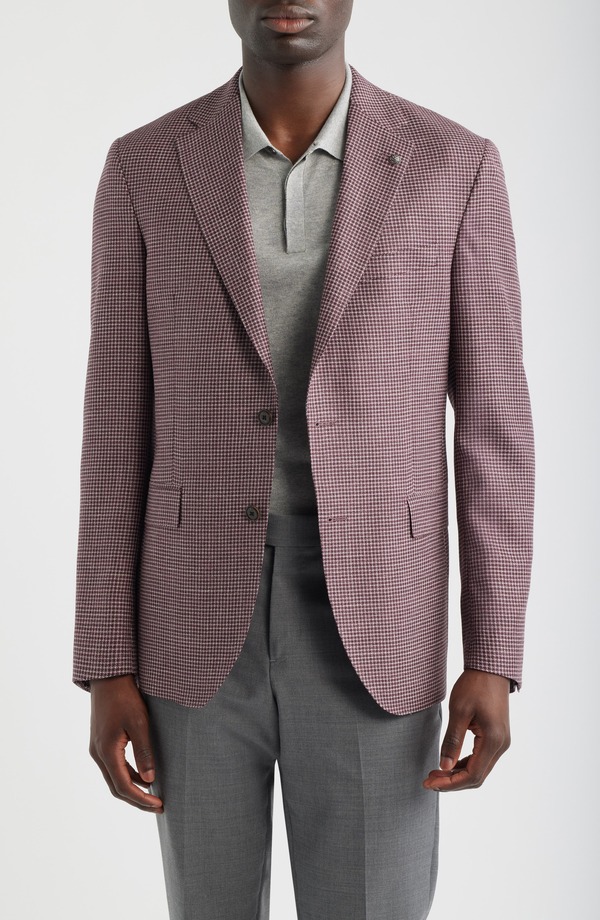ジャックビクター メンズ アウター ジャケット・ブルゾン ウール シルク コート Jack Victor McAllen Micro Houndstooth Wool & Silk Blend Sport Coat Berry｜ReVida 店
