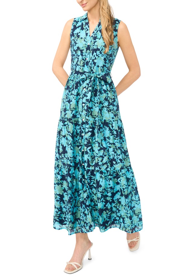 セセ レディース トップス 衣装 御花柄 プルオーバー ノースリーブ マキシ 御花 CeCe Floral Sleeveless Maxi Shirtdress Classic Navy 米国海軍