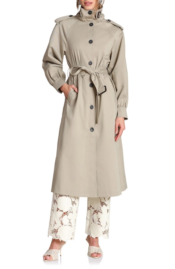 アヴェックレフィーユ レディース アウター 上衣・上衣 照明ランプのど首 厚地の外套 Avec Les Filles Funnel Neck Trench Coat Sage サルヴィア