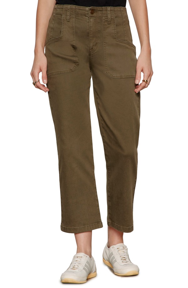 駆け込み寺 レディース ボトムス レギンストレート ズボン下 Sanctuary Retreat Crop Straight Leg Utility Pants Burnt Olive Green 緑であること