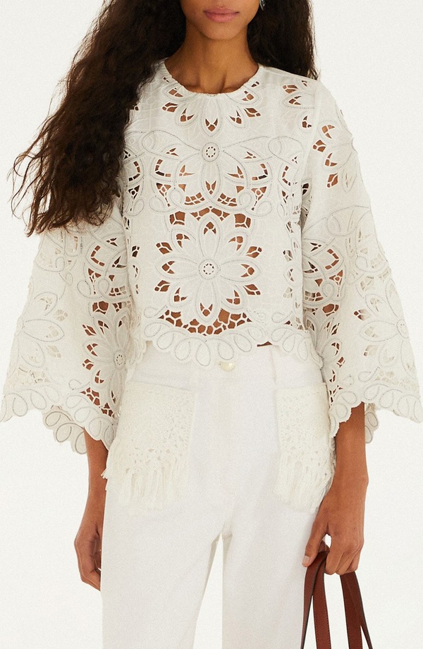 ファーム レディース トップス シャツ ブラウス FARM Rio Flowers Richelieu Blouse Off-White オフホワイト|ReVida 店