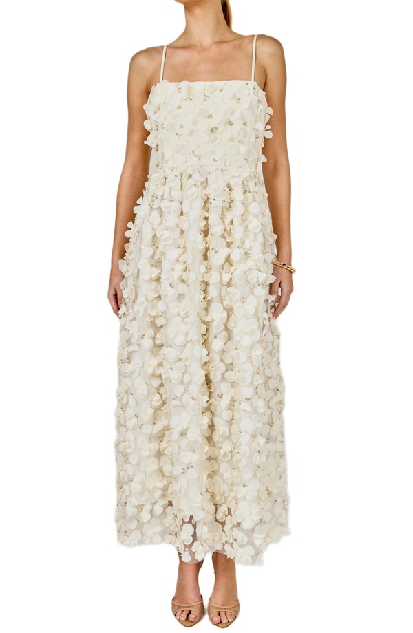 エンドレスローズ レディース トップス ワンピース フラワー柄 スパンコール マキシ フラワー Endless Rose 3-D Sequin Floral Maxi Dress Off White オフホワイト｜ReVida 店 54,480円